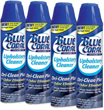 Blue Coral DC22 Upholstery Cleaner Dri-Clean Plus with Odor Eliminator 22.8oz (4 Cans)